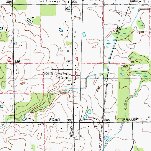 Topographic Map of North Dryden Cemetery, MI