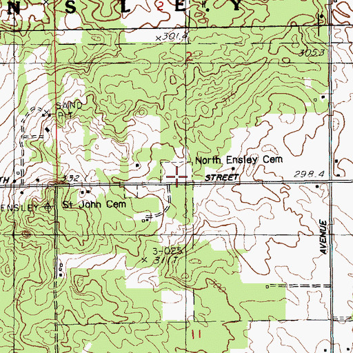 Topographic Map of North Ensley Cemetery, MI
