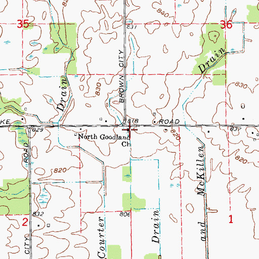 Topographic Map of North Goodland Church, MI