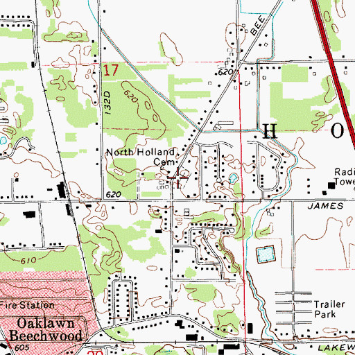 Topographic Map of North Holland Cemetery, MI
