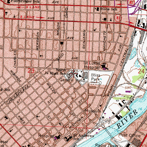 Topographic Map of Handley Elementary School, MI