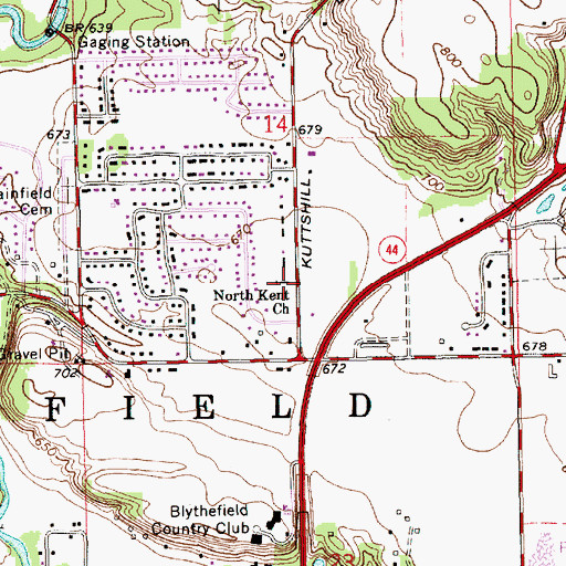 Topographic Map of North Kent Church, MI