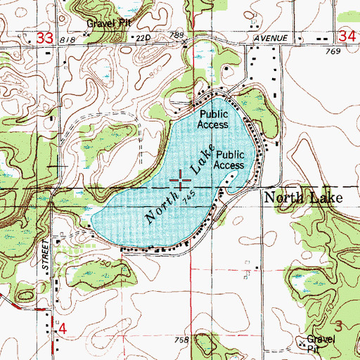 Topographic Map of North Lake, MI