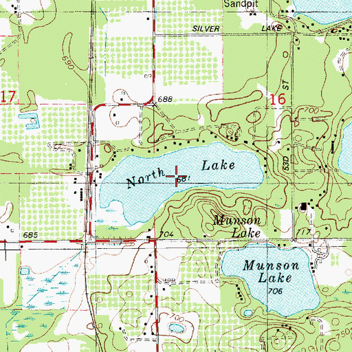 Topographic Map of North Lake, MI