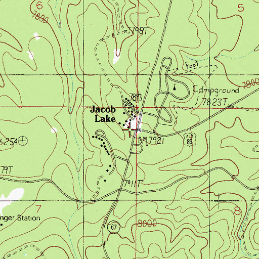 Topographic Map of Jacob Lake, AZ