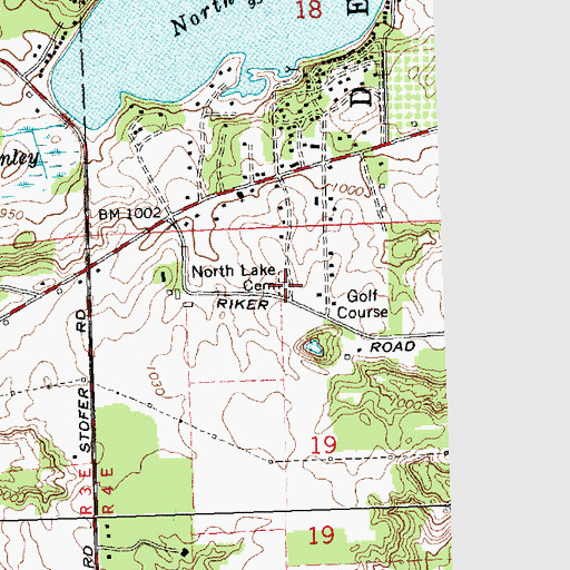Topographic Map of North Lake Cemetery, MI