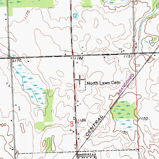 Topographic Map of North Lawn Cemetery, MI
