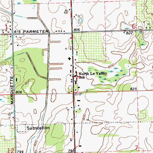 Topographic Map of North Le Valley School, MI