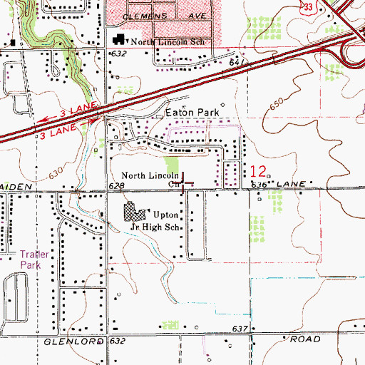 Topographic Map of North Lincoln Church, MI