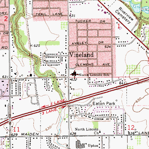Topographic Map of North Lincoln School, MI
