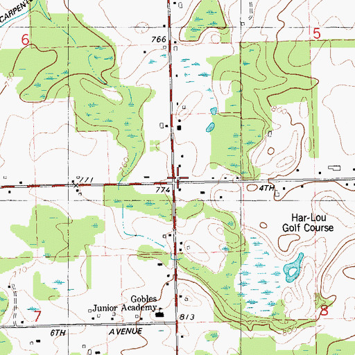 Topographic Map of North Point Hall, MI