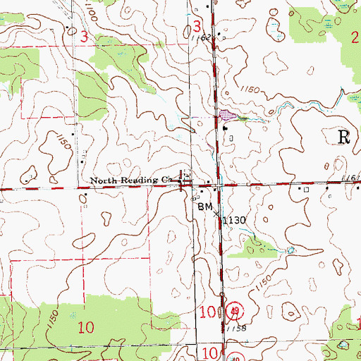 Topographic Map of North Reading Church, MI