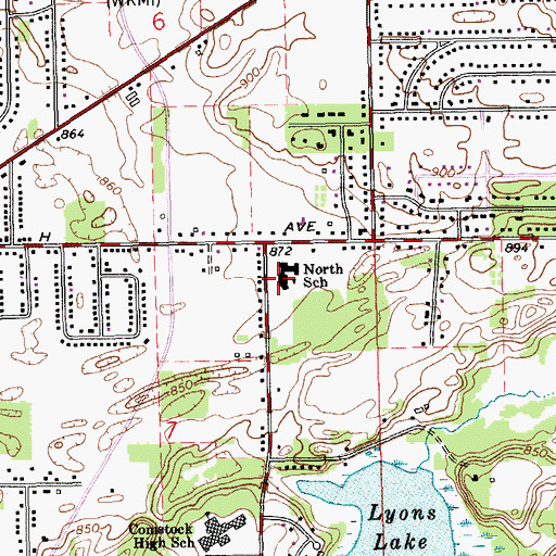 Topographic Map of North School, MI