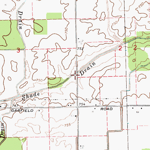 Topographic Map of North Shade Drain, MI