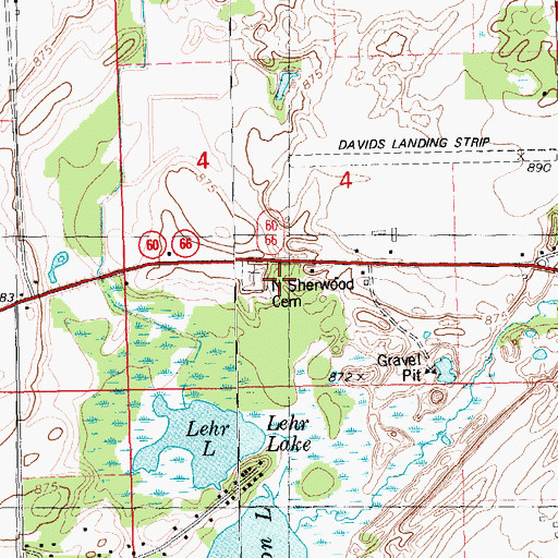 Topographic Map of North Sherwood Cemetery, MI