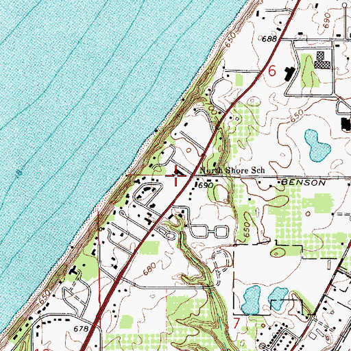 Topographic Map of North Shore School, MI