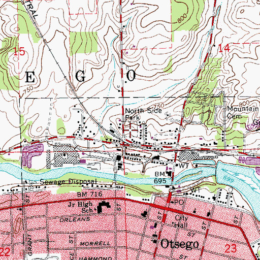 Topographic Map of North Side Park, MI