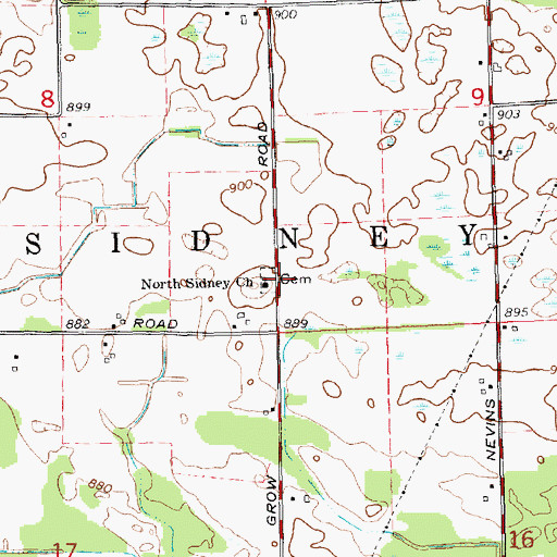 Topographic Map of North Sidney Church, MI