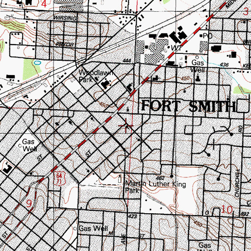 Topographic Map of Loves Chapel Seventh Day Adventist Church, AR