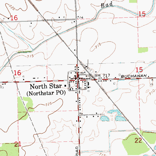 Topographic Map of North Star, MI