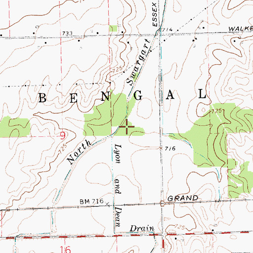 Topographic Map of North Swargart Drain, MI