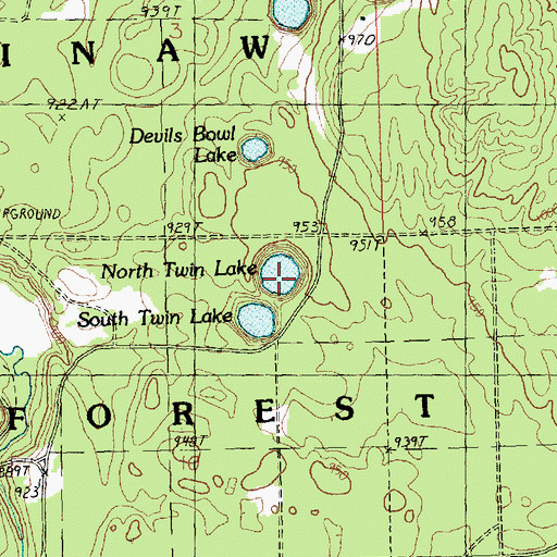 Topographic Map of North Twin Lake, MI