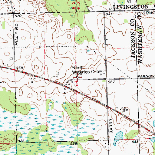 Topographic Map of North Waterloo Cemetery, MI