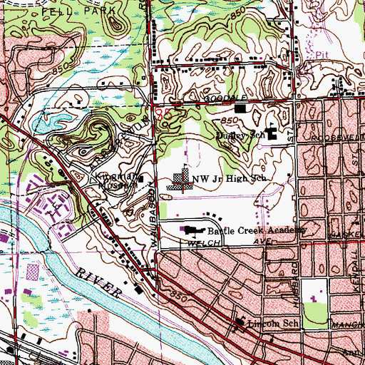 Topographic Map of Northwestern Middle School, MI