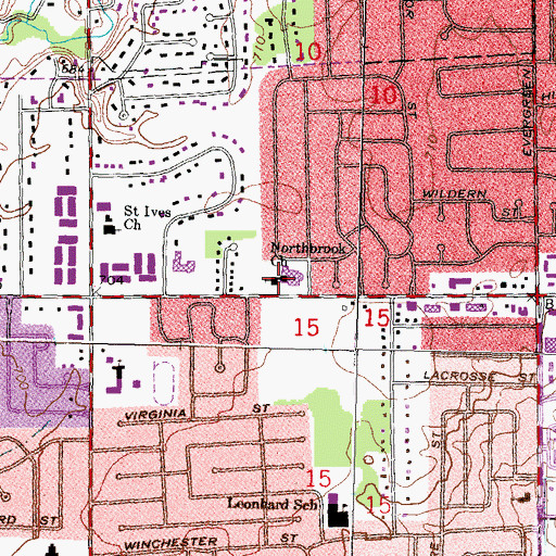Topographic Map of Northbrook Church, MI