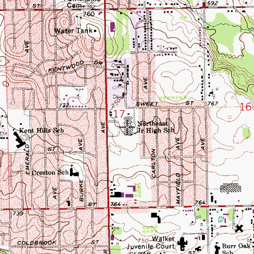 Topographic Map of City High/Middle School, MI