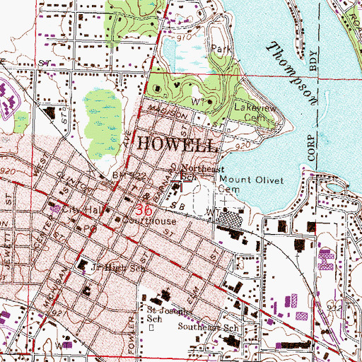 Topographic Map of Northeast School, MI