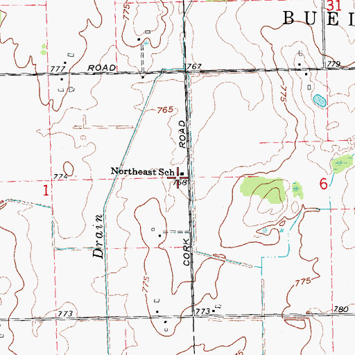 Topographic Map of Northeast School, MI