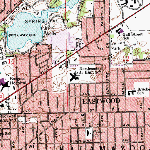 Topographic Map of Northeastern Elementary School, MI