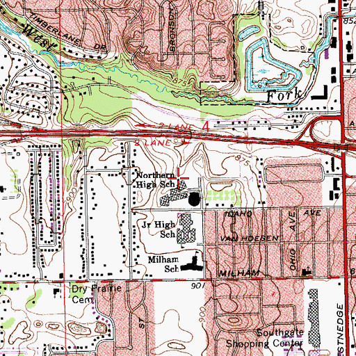 Topographic Map of Northern High School, MI