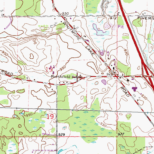 Topographic Map of Northfield School, MI