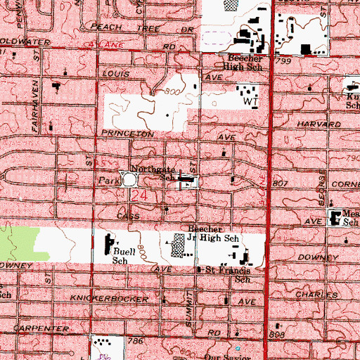 Topographic Map of Northgate School, MI