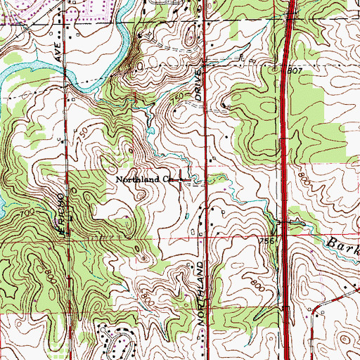 Topographic Map of Northland Church, MI