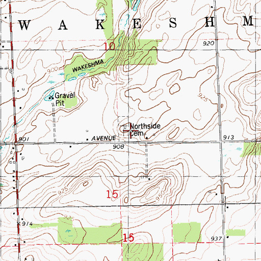 Topographic Map of Northside Cemetery, MI