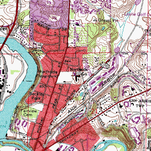 Topographic Map of Ann Arbor STEAM School, MI