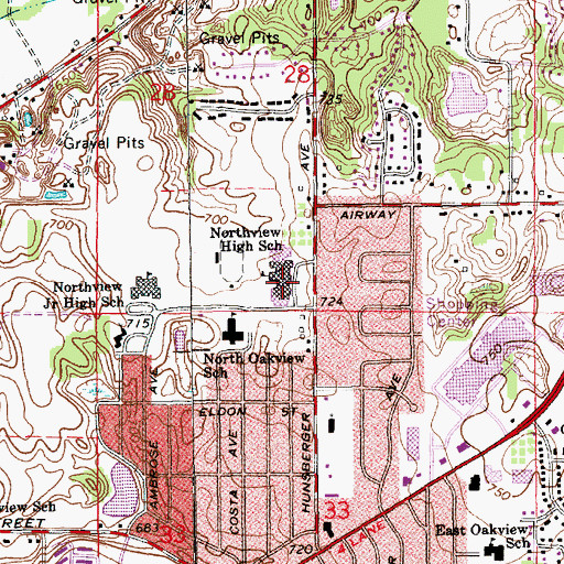 Topographic Map of Northview High School, MI