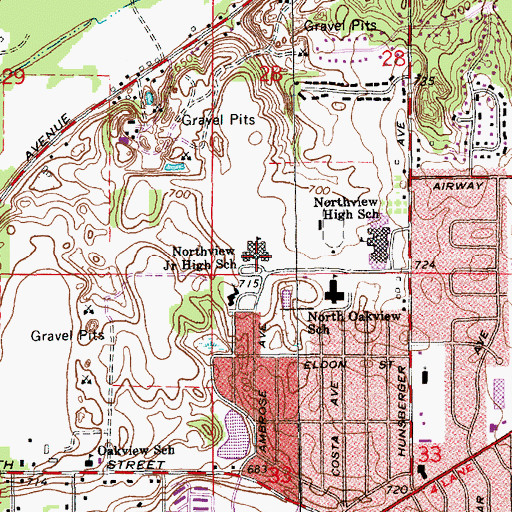 Topographic Map of Crossroads Middle School, MI