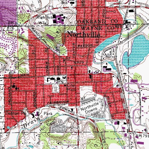 Topographic Map of Northville, MI
