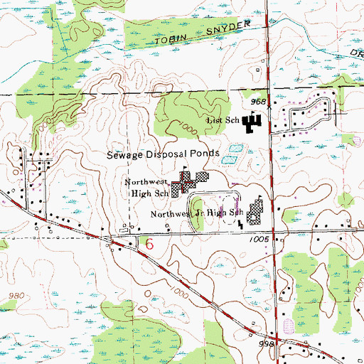 Topographic Map of Northwest High School, MI