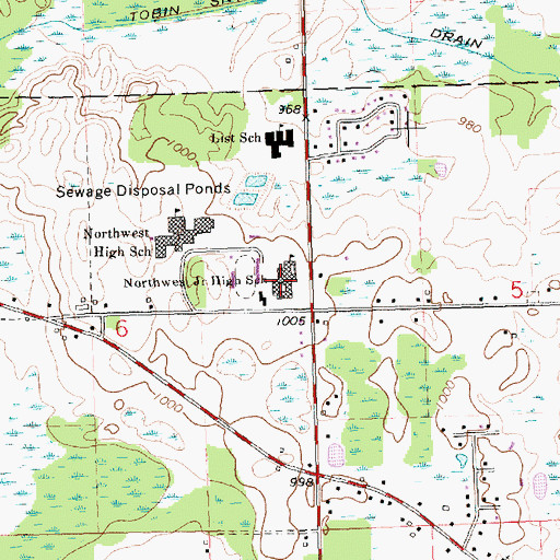 Topographic Map of Kidder Middle School, MI