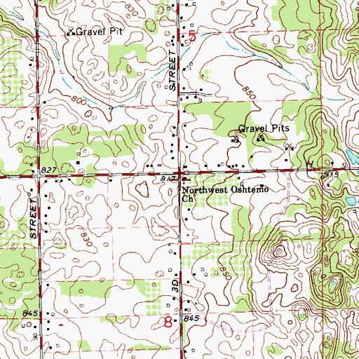 Topographic Map of Northwest Oshtemo Church, MI