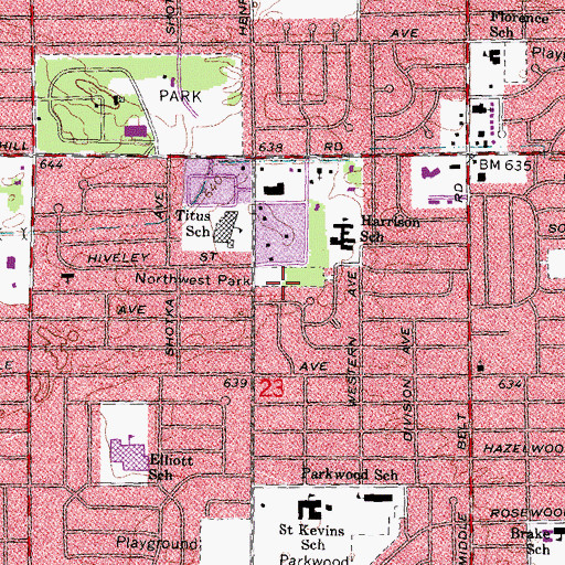 Topographic Map of Northwest Park, MI