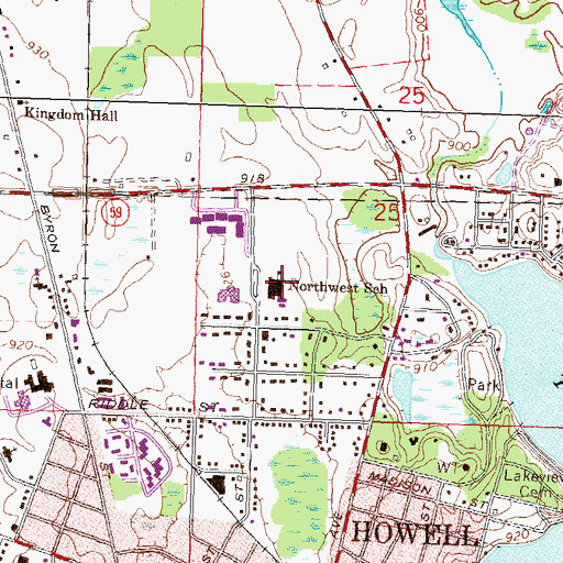 Topographic Map of Northwest School, MI