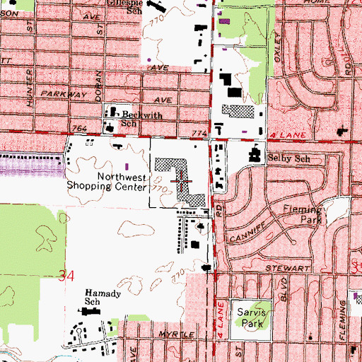 Topographic Map of Northwest Shopping Center, MI