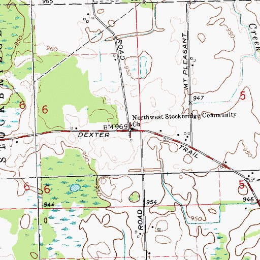 Topographic Map of Northwest Stockbridge Community Church, MI