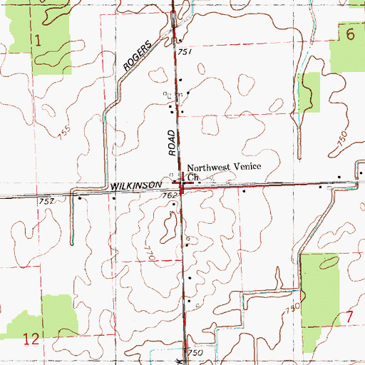 Topographic Map of Northwest Venice Church, MI